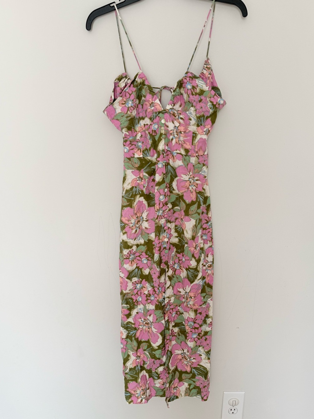 Zara linen fitted midi dress